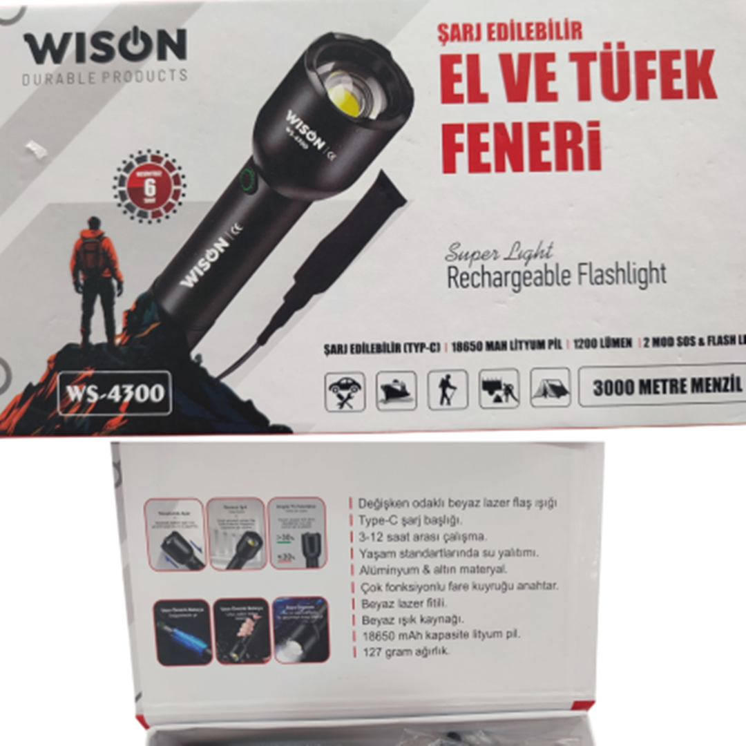 Şarz Edilebilir El Ve Tüfek Feneri