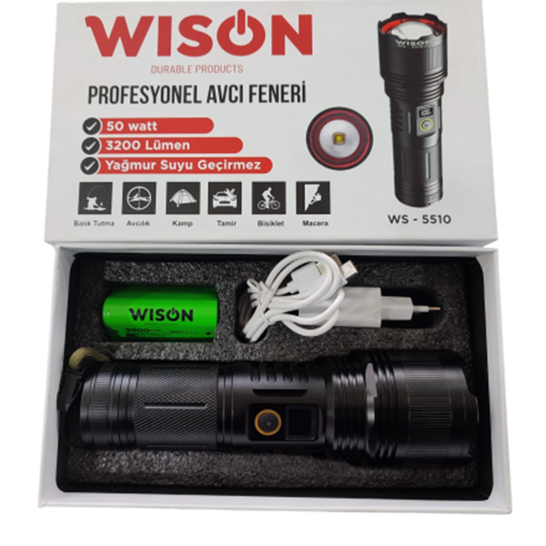 Wison Ws-5510 Profosyonel Avcı Feneri 3200 Lümen 50 Watt